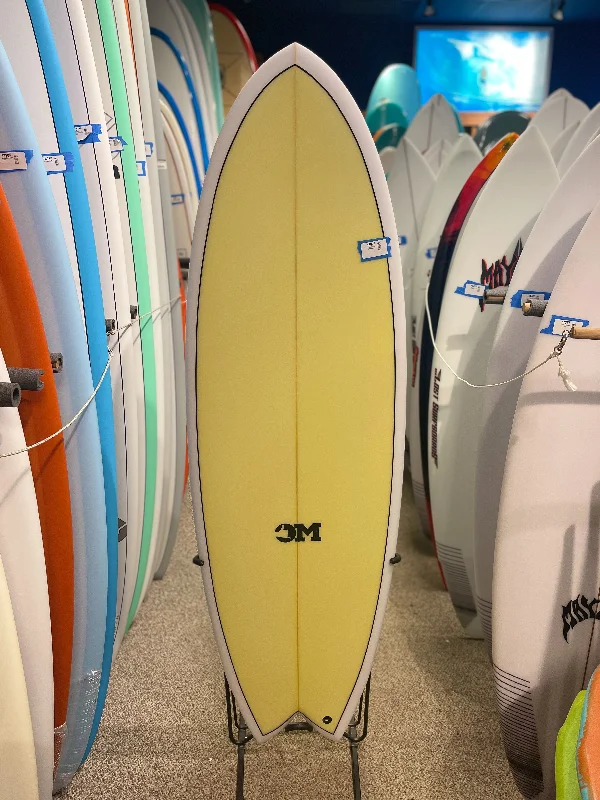 Premium Surfboard -Ocean Magic Surfboard - Twin Fin Yellow Deck - FCS II - 5'8"