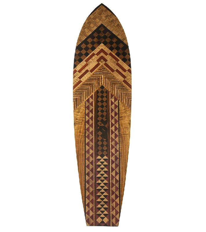 Surfing Water Bottle -Hawaiian Marquetry Surfboard "Symbols"by Leleo Kinimaka