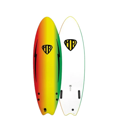 Waterproof Surf Jacket -Ocean + Earth 6’0 Mr Ezi Rider Twin Fin Softboard Rasta