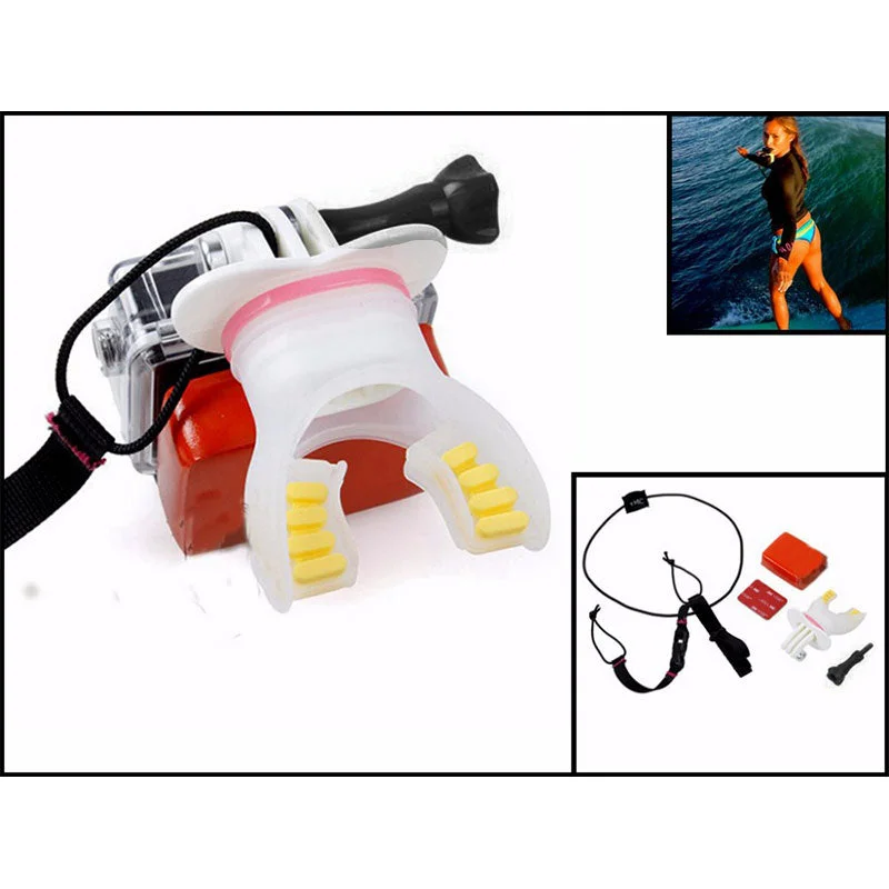 Surfboard Float -Surfing Mouth Bite Mount + Floaty + Neck Lanyard Protection for GoPro Hero 4/3+/3/2 Camera Durable 2017 new