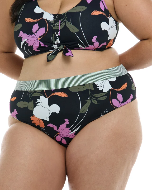 Surfboard Traction Pad -Dreamy Marlee Plus Size High-Waist Bikini Bottom - Black / Dreamy