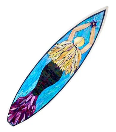 Board Storage Stand -Surfboard "Golden Mermaid" by Julie Sobolewski