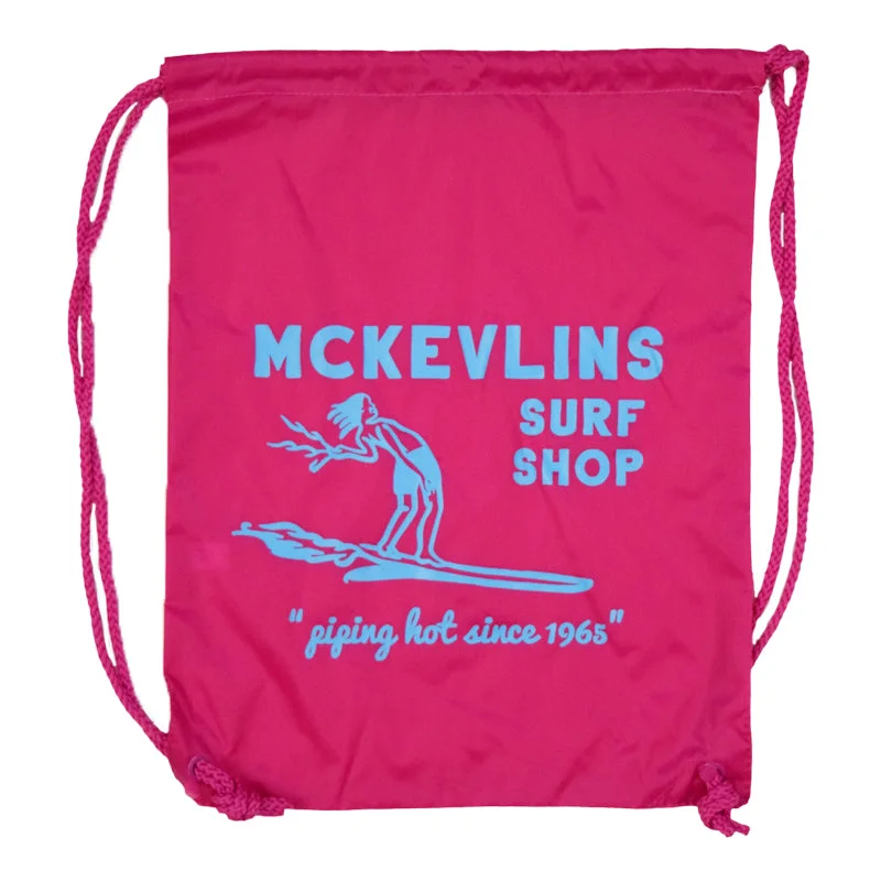 Surfboard Trolley Bag -McKevlin's - Piping Hot Cinch Backpack - Hot Pink