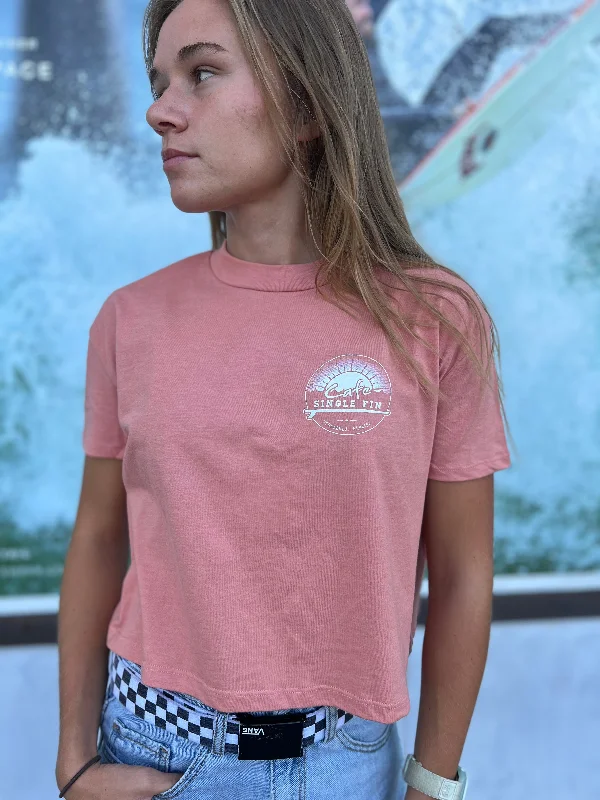 Surfing T-shirt -WBZ Girls Cafe Single Fin Crop Top