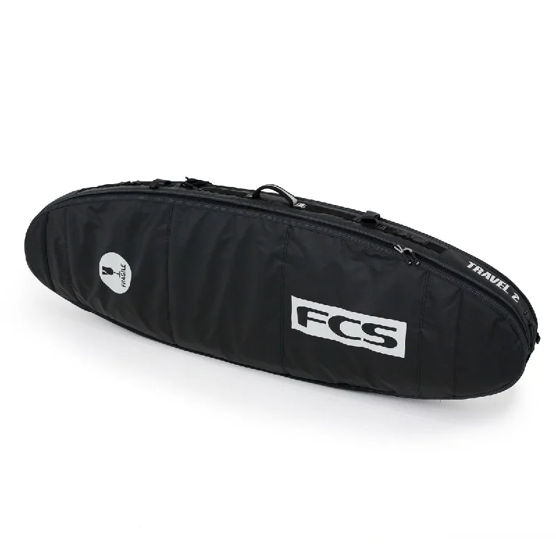 Carbon Fiber Surfboard -FCS board bag - Travel 2 Hybrid/Funboard bag Black-Grey