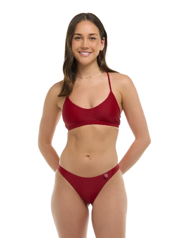 Surfing Beanie -Smoothies Ruth Fixed Triangle Swim Top - Cranberry