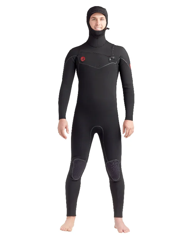 3mm Wetsuit -Red Cell 5/4/3mm Men's Chest-Zip Hooded Fullsuit - Black