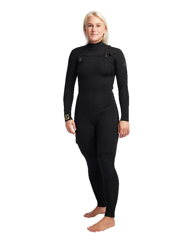 Surfing Towels -Women's Gold Cell 3/2mm Chest Zip Fullsuit - Black