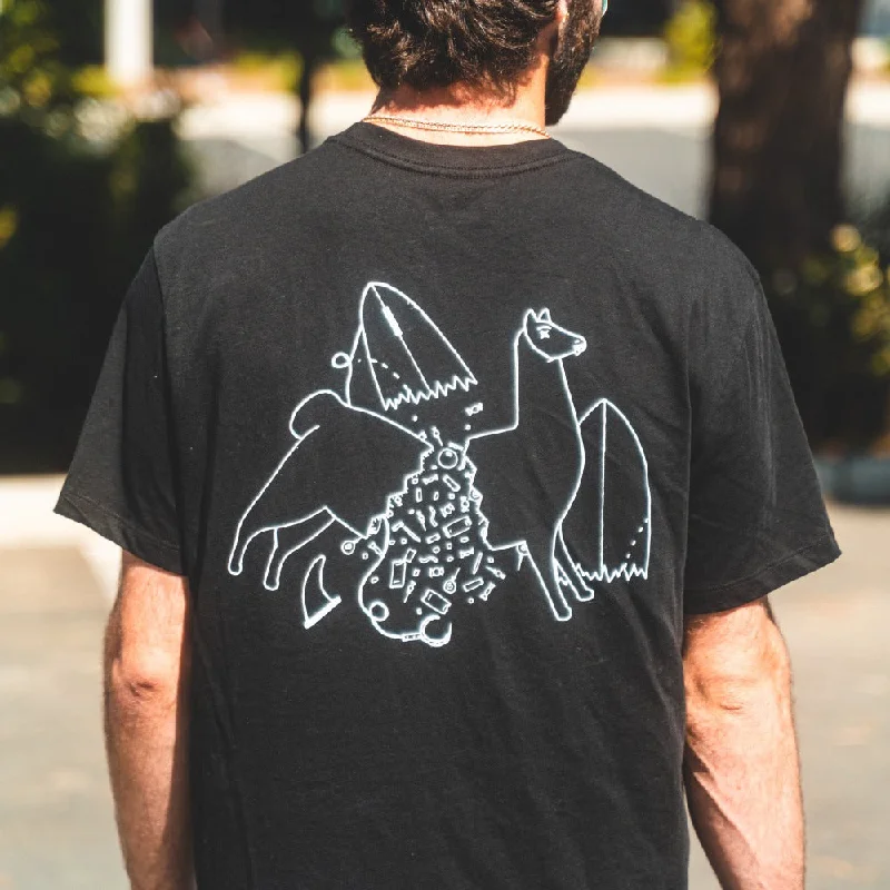 Inflatable Surfboard -Surfing Llama Black Tee - Organic Cotton