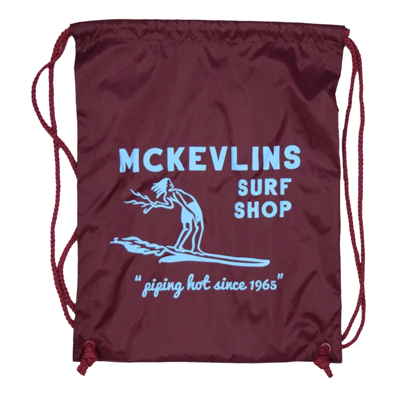 Surfing Beanie -McKevlin's - Piping Hot Cinch Backpack - Maroon