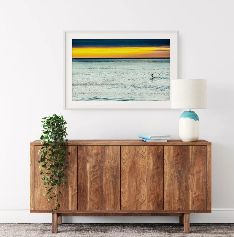 Hybrid Surfboard -"Lone Paddler" Coastal Wall Art