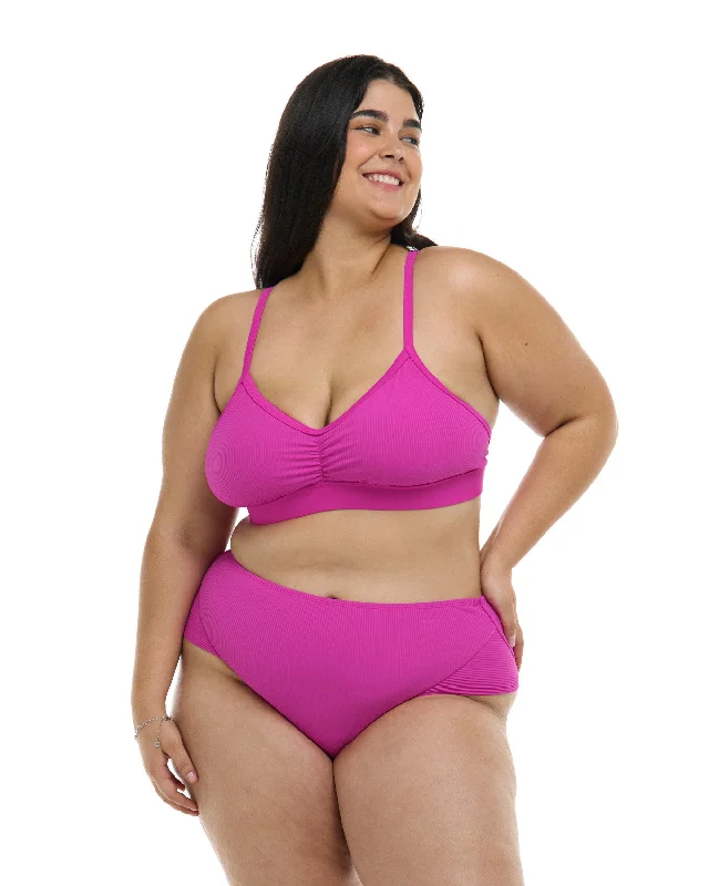 Surfboard Wax -Ibiza Drew Plus Size Fixed Triangle Bikini Top - Fuchsia