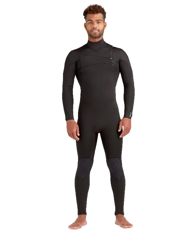 Surf Wetsuit Jacket -Variant 4/3mm Men's Chest-Zip Fullsuit - Black