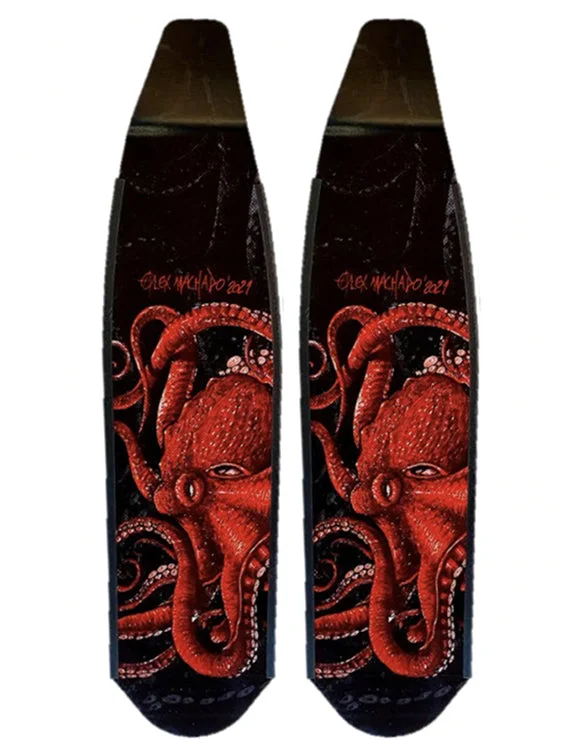 Fish Surfboard -DiveR Freediving Fin Blades - Wild Red Octopus