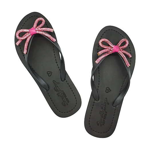 Surfboard Pad -Rhinestone Pink Bow - Flat Flip Flops Sandal