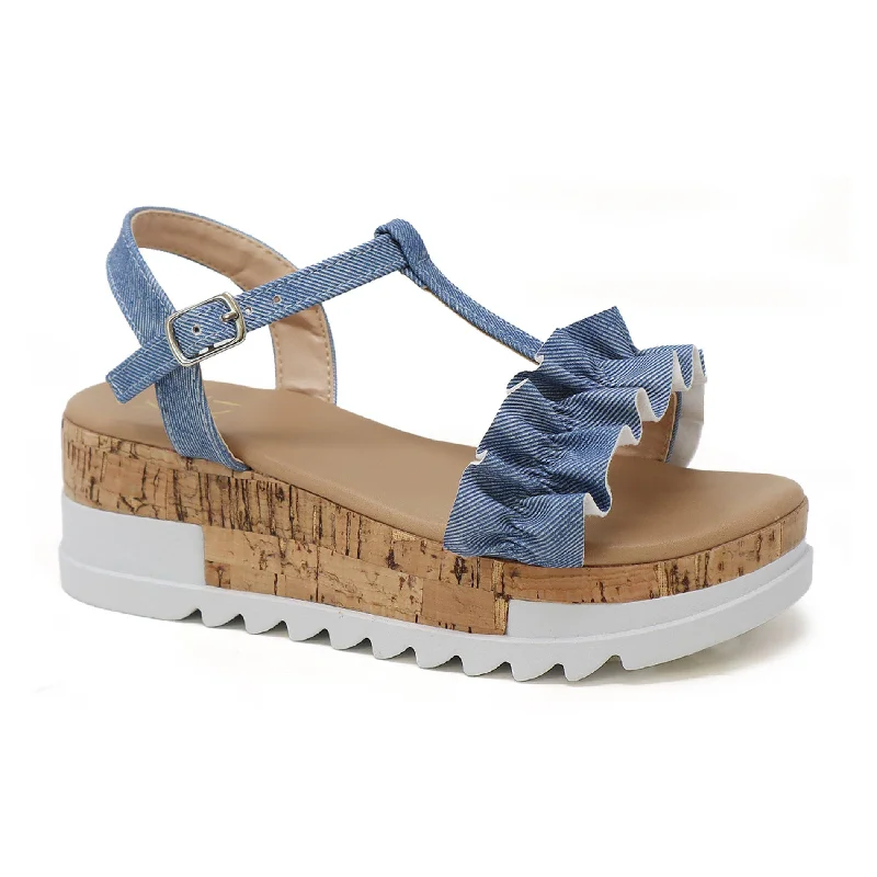 Premium Surfboard -Girls Denim Wedge Sandal